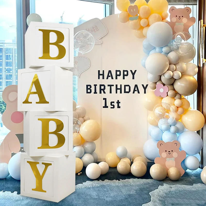 

Baby Shower Decorations Box Balloon Balloons Boys Girls 1st Happy Birthday Party Decorations Baloons Boxes Baby Shower Supplies