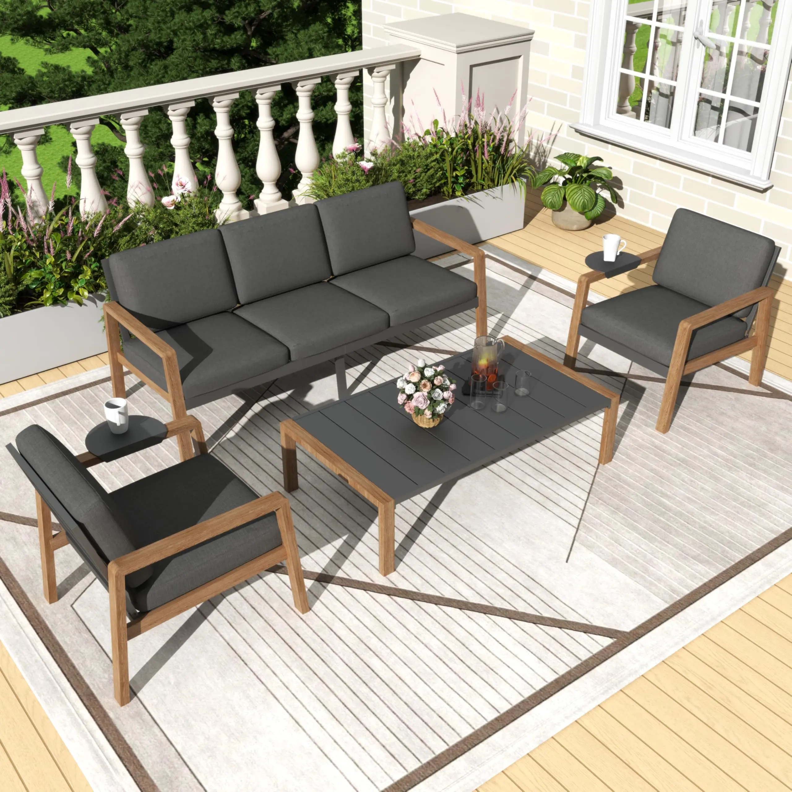 

Modern and durable outdoor combination sofa 4 pieces all-weather garden courtyard furniture set