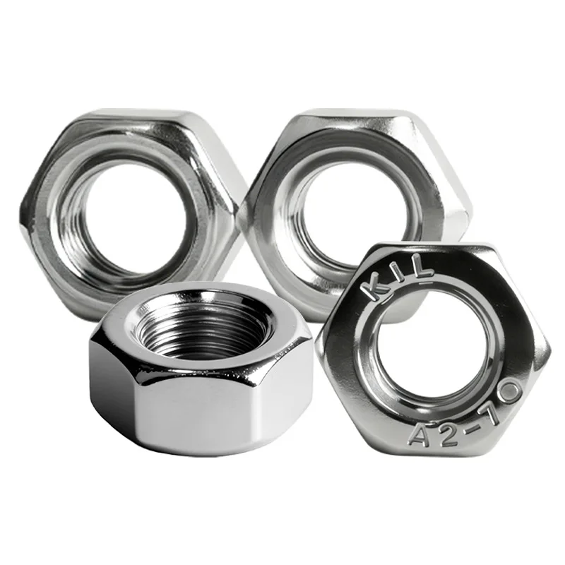 10Pcs 304 stainless steel hexagonal nut M1-M56 outer hexagonal screw cap DIN934 lock screw cap