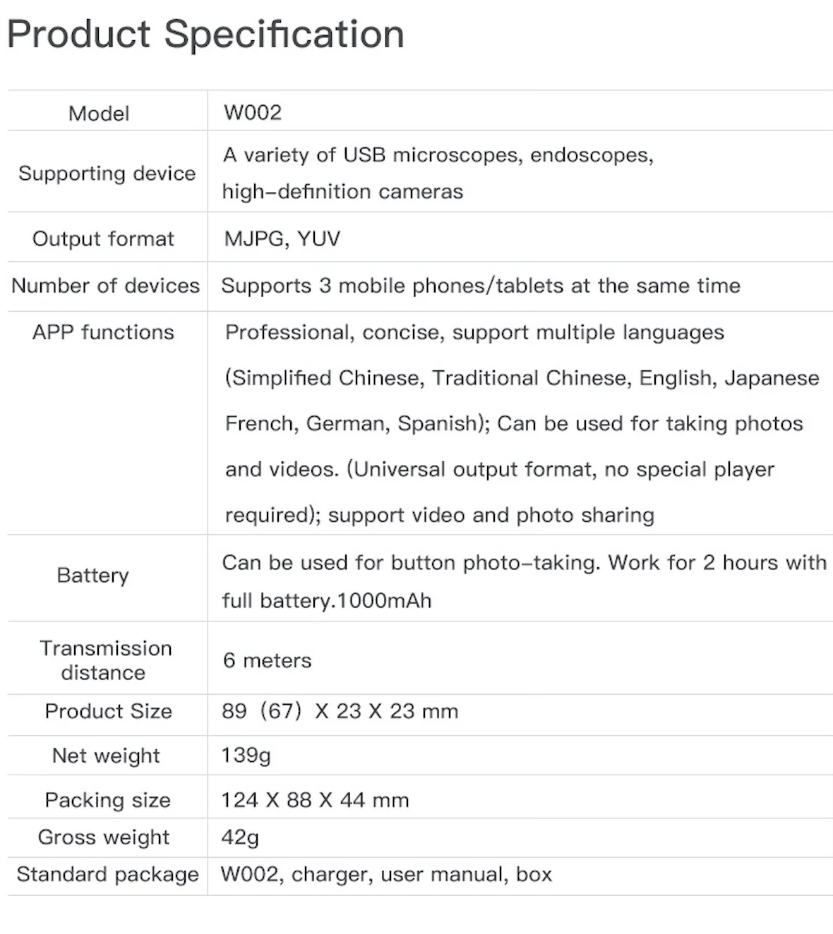 Supereyes W002 Smartphone USB-WiFi Video Transfer Adapter for Digital Microscope JPEG USB Endoscope Camera WIFI Box