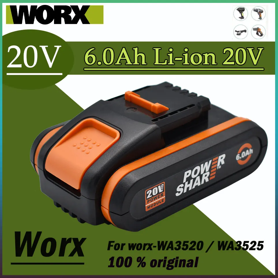 

Батарея WORX 20V 6000mah Li-Ion для Worx WX390/WX176/WX166.4/WX372.1 WX800/WX678/WX550/WX532/WG894E WG629E/WG329E/WG2