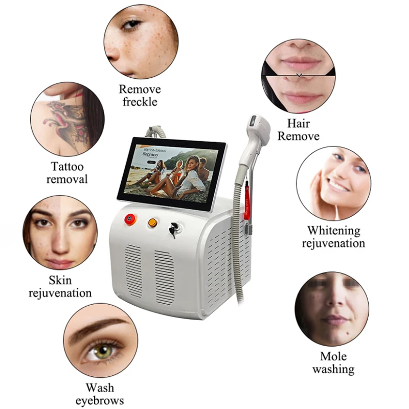 755 808 1064 Equipment Professional Diode Laser Hair Removal Machine Painless Permanent Hair Removal Machine Hair Removal Laser