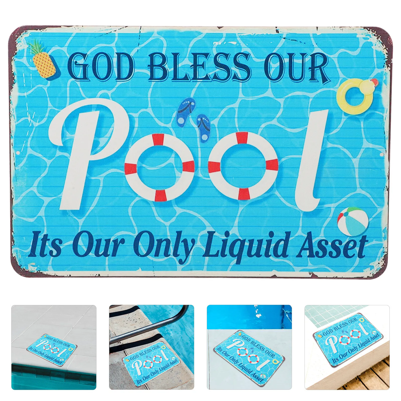 Swimming Pool Metal Sign Waterproof Sturdy Iron Safety Reminder Board Outdoor Pool Wall Decor Outdoor Summer Decor