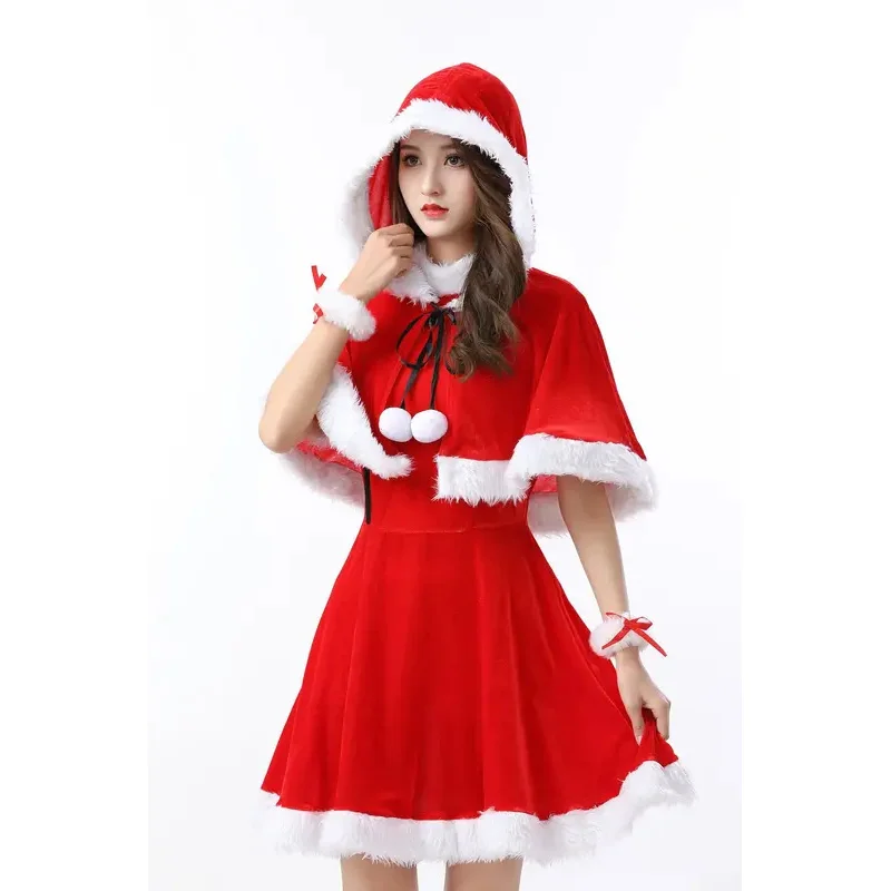 New Christmas costumes woolen edge stage party party Christmas uniform