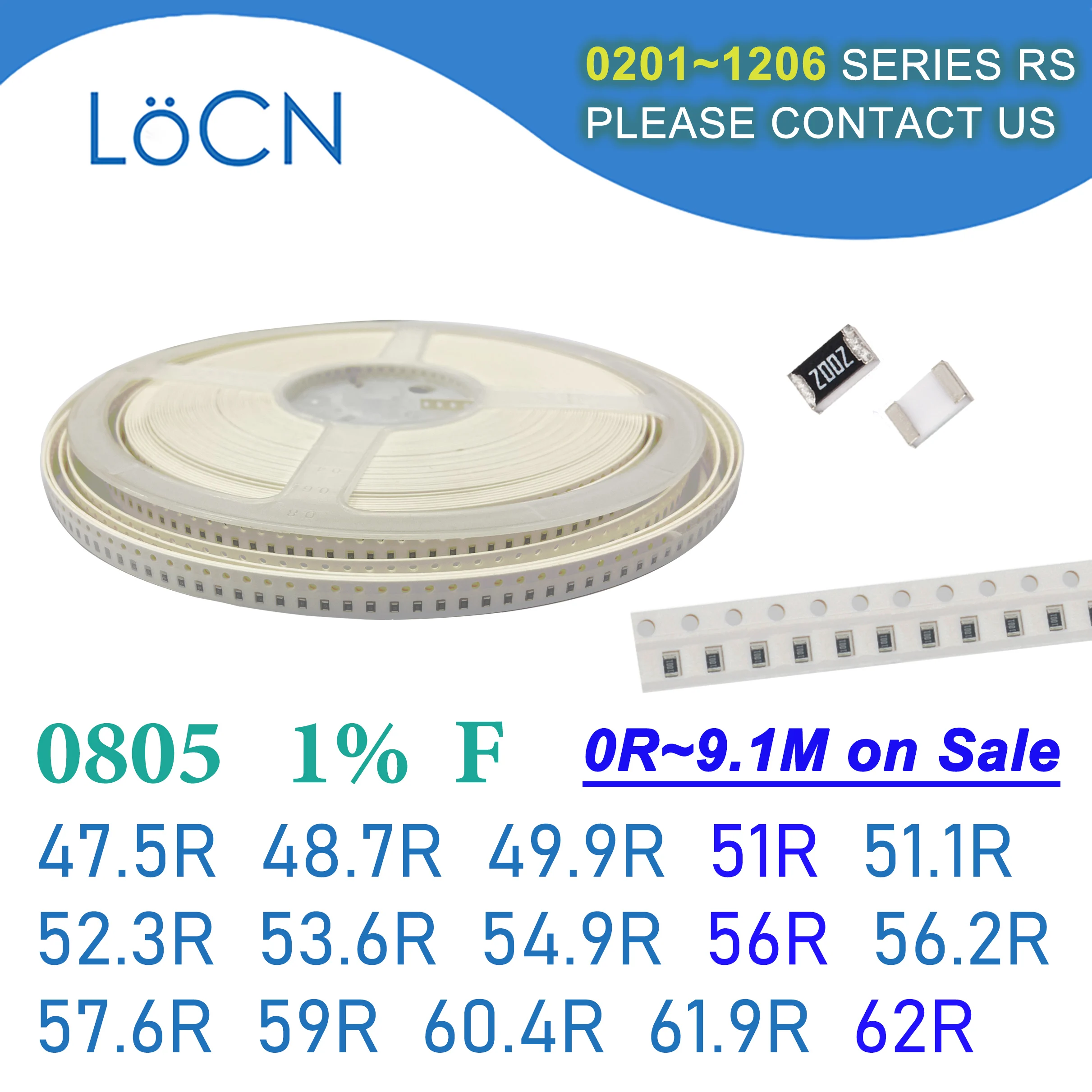 0805 1% 5000 шт. SMD резистор F 47,5R 47,7R 49,9R 51R 51.1R 52.3R 53.6R 54.9R 56R 56.2R 57.6R 59R 60.4R 61.9R 62R 2012 OHM