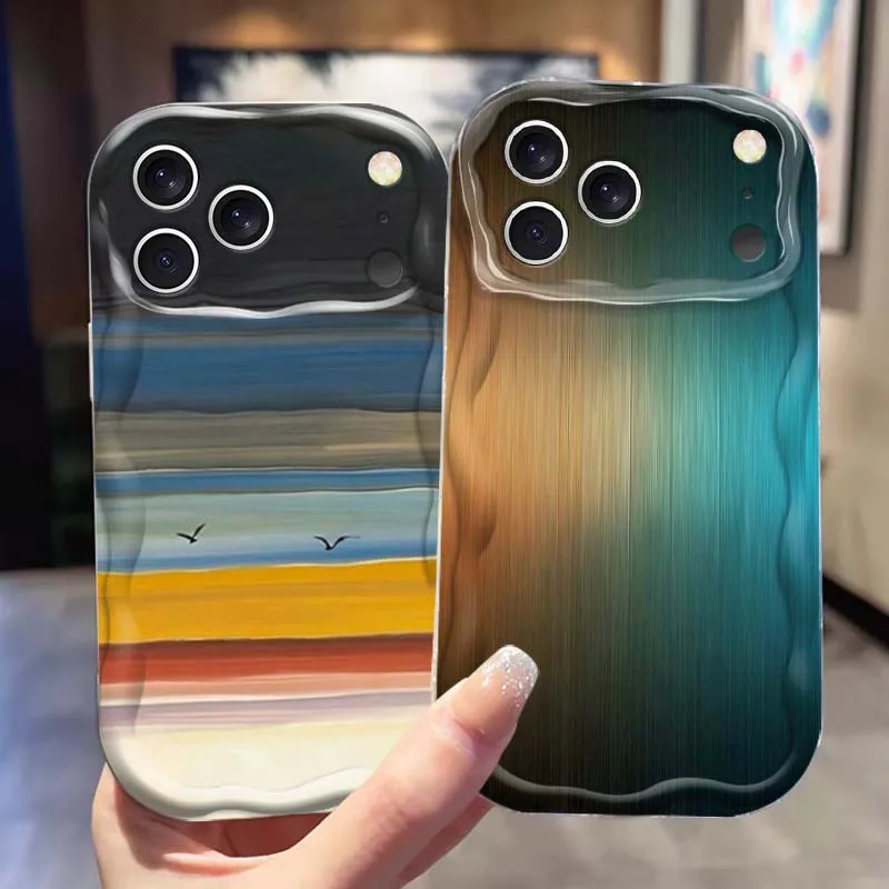 

Art Glossy Gradient Color Phone Case For Apple iPhone 17 16 16E 15 14 13 12 11 XS Air Pro Max Plus Wave Oil Soft Funda