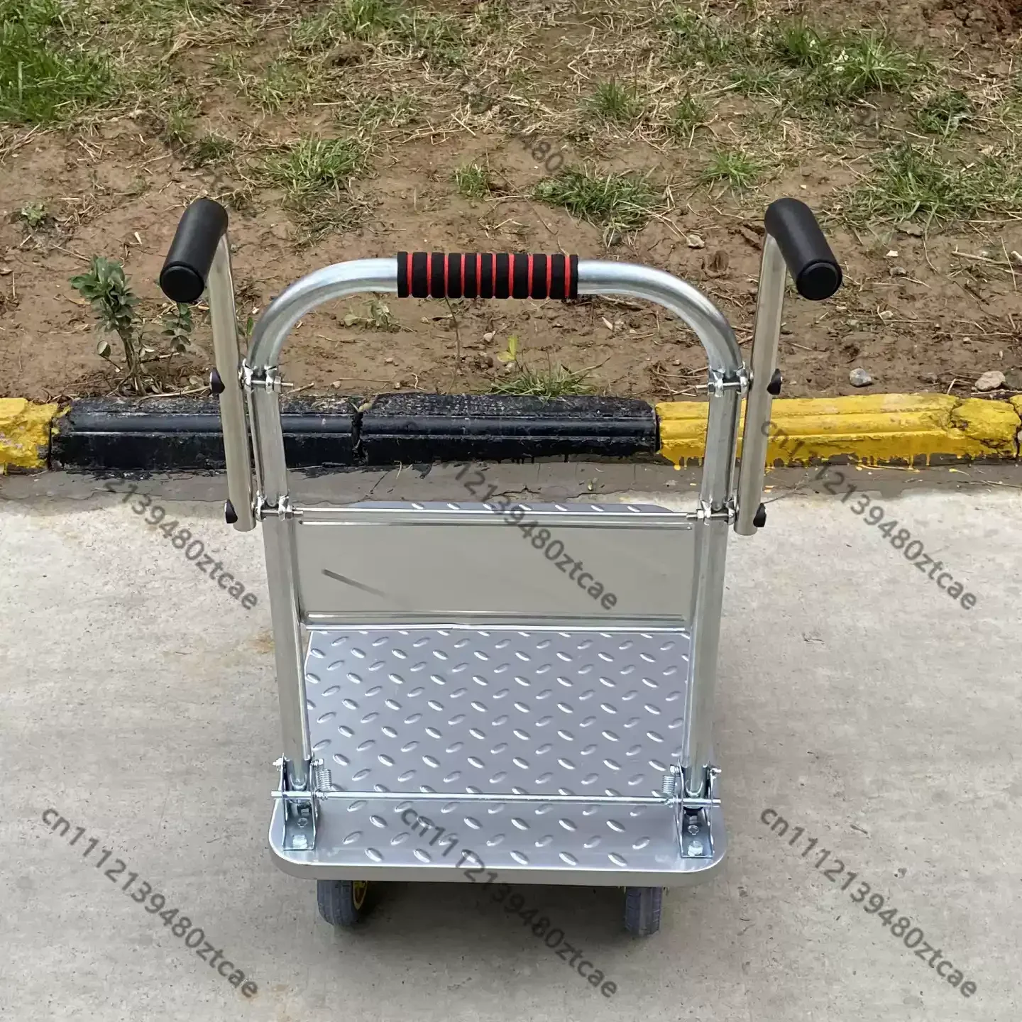 Trolley Height Extension Handle Stainless Steel Hand Grip Flat Cart Replacement Accessory