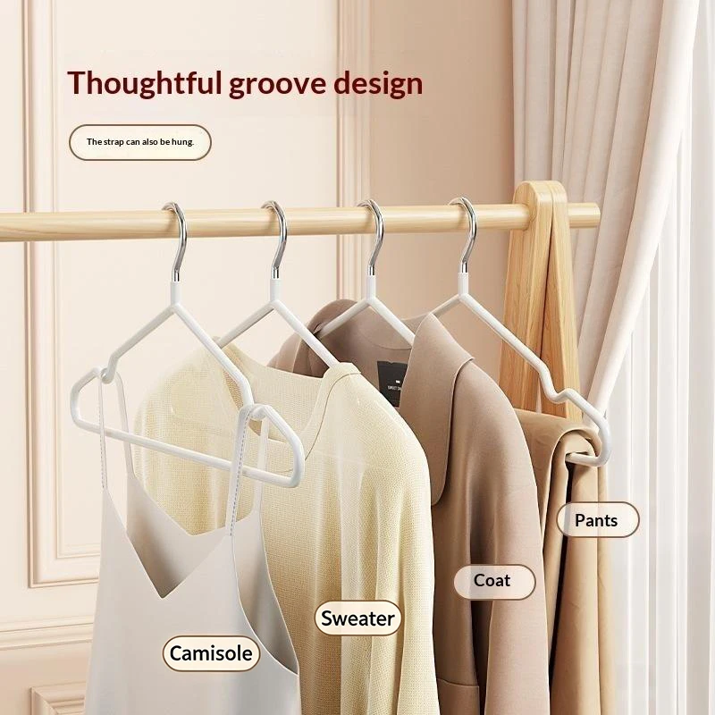 Metal Traceless No-slip Clothes Hangers Durable Strong: 3pcs Racks Household Space Saver Bedroom Organization