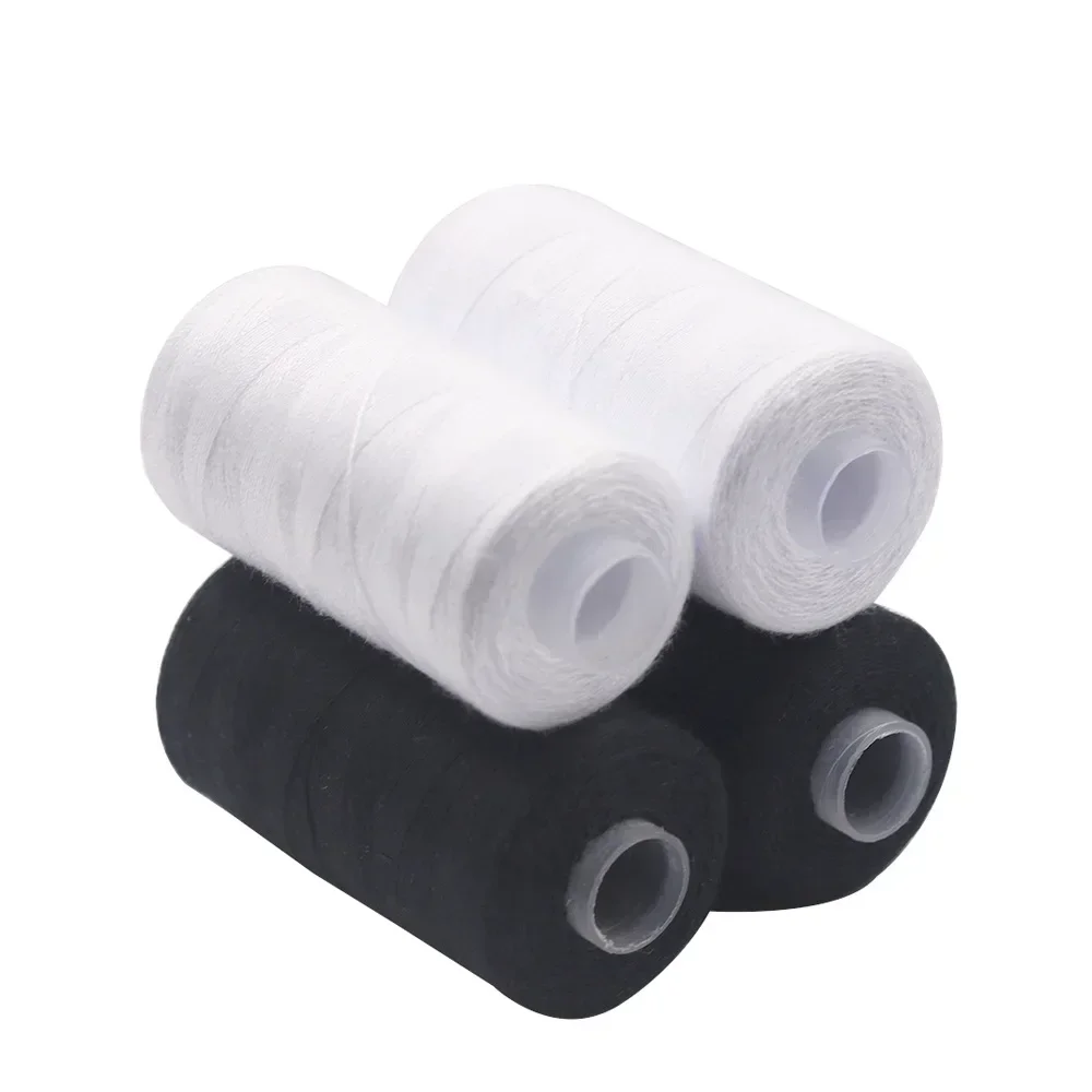 2Pcs 500M Sewing Thread Polyester Thread Set Strong and Durable Black White Sewing Threads for Hand Machines