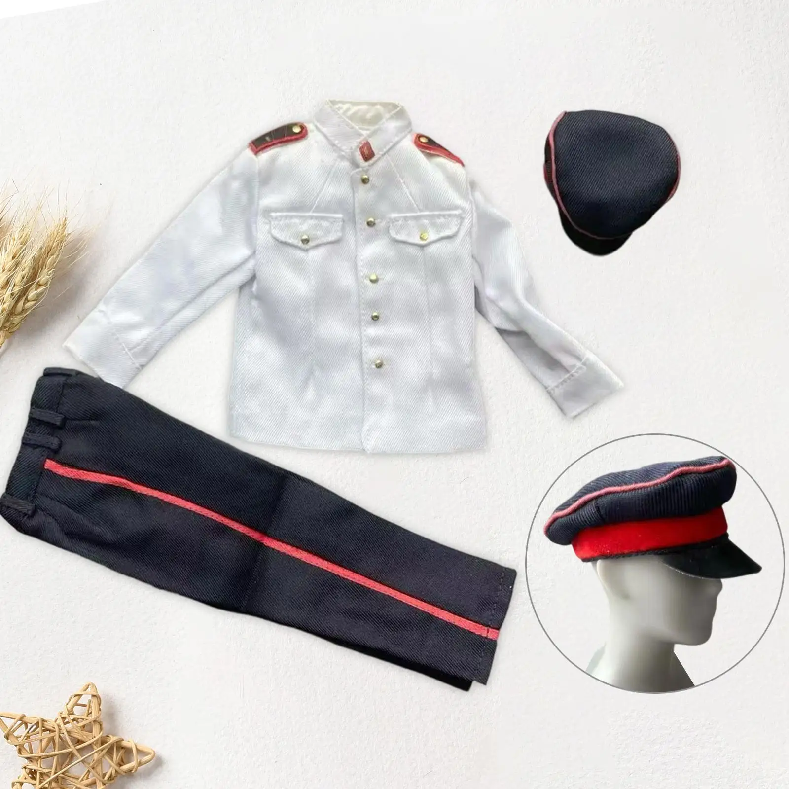 1:6 Action Figure Clothes, Soldier Uniform Suit, Cosplay Doll Costume Jacket Pants Hat Miniature Clothing for 12in Male Doll