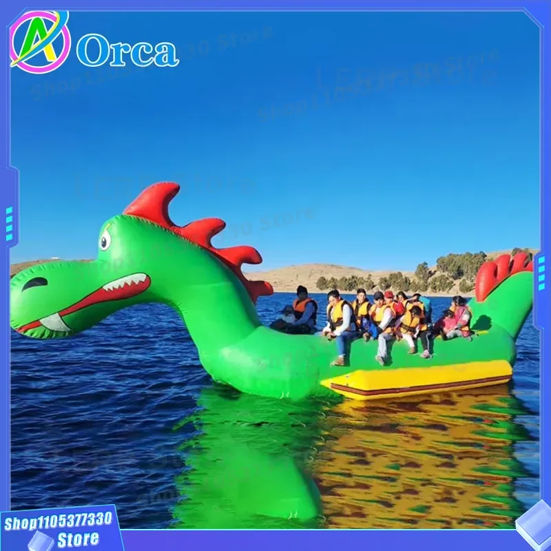 Giant Inflatable Dragon Boat 97cm Tube for Water Sports Large Monster Banana Boat Disco Towing Dinosaur Shape Fun Pool Float
