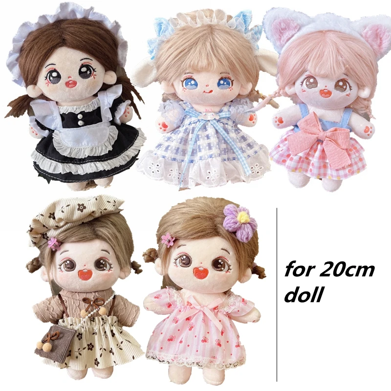 Cute Dres Jk Uniform Clothes for 20cm Cotton Plush Lolita Dress Up Clothing Skirt Fashion Casual Suit Socks Girl Toy Accessories