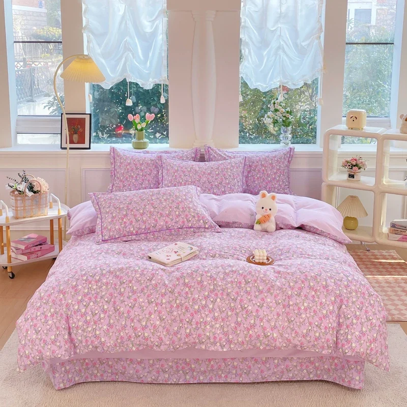 2026 New Cotton Single Duvet Cover Printed Garden Quilt Cover Skin Friendly Breathable Bedding 150x200 180x220 220x240 200x230