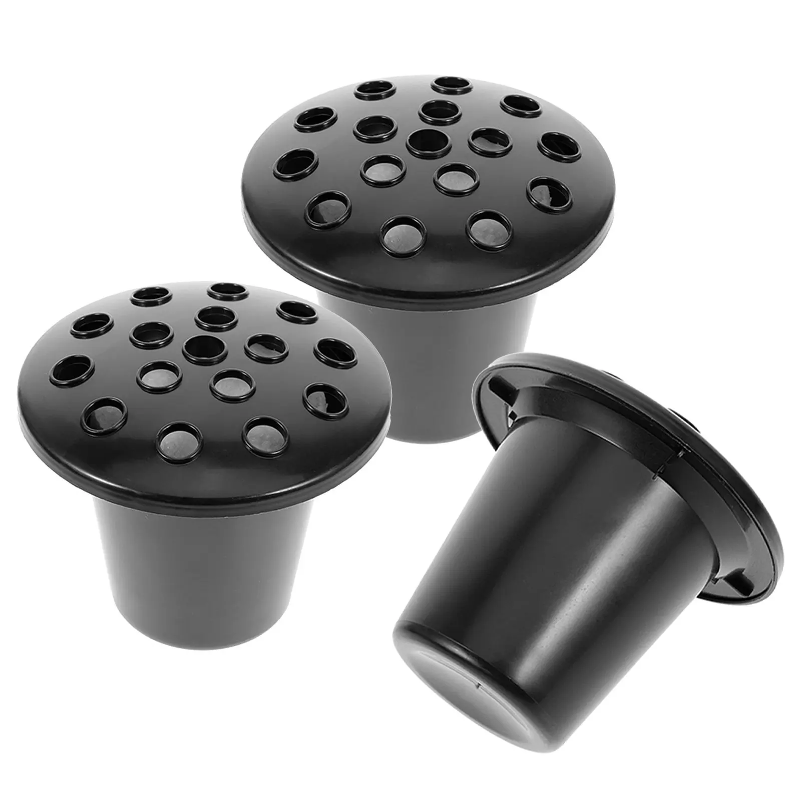 3Pcs Cemetery Lotus Flower Holder Black 16 Holes Grave Vase Inserts Memorial Burial Floral Vase Inserts Outdoor Sympathy Flowers
