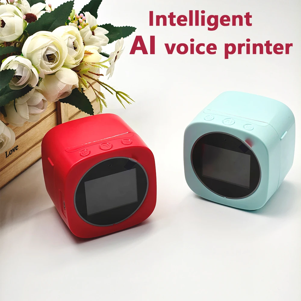 AI Voice Control Thermal Printer, Wireless Portable Mini Label Maker, Voice Recognition Image Printing, Multi-scene