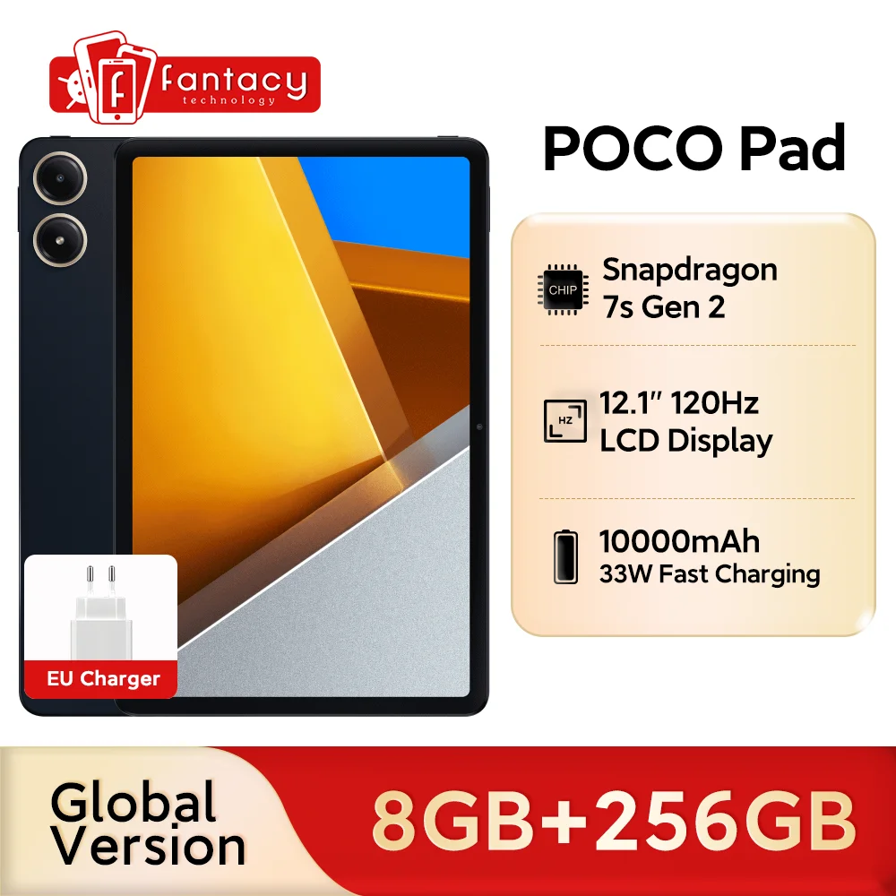 POCO Pad Global Version แท็บเล็ต 8GB 256GB 10000mAh Snapdragon 7s Gen 2 Octa core 12.1 ''120Hz 2.5K