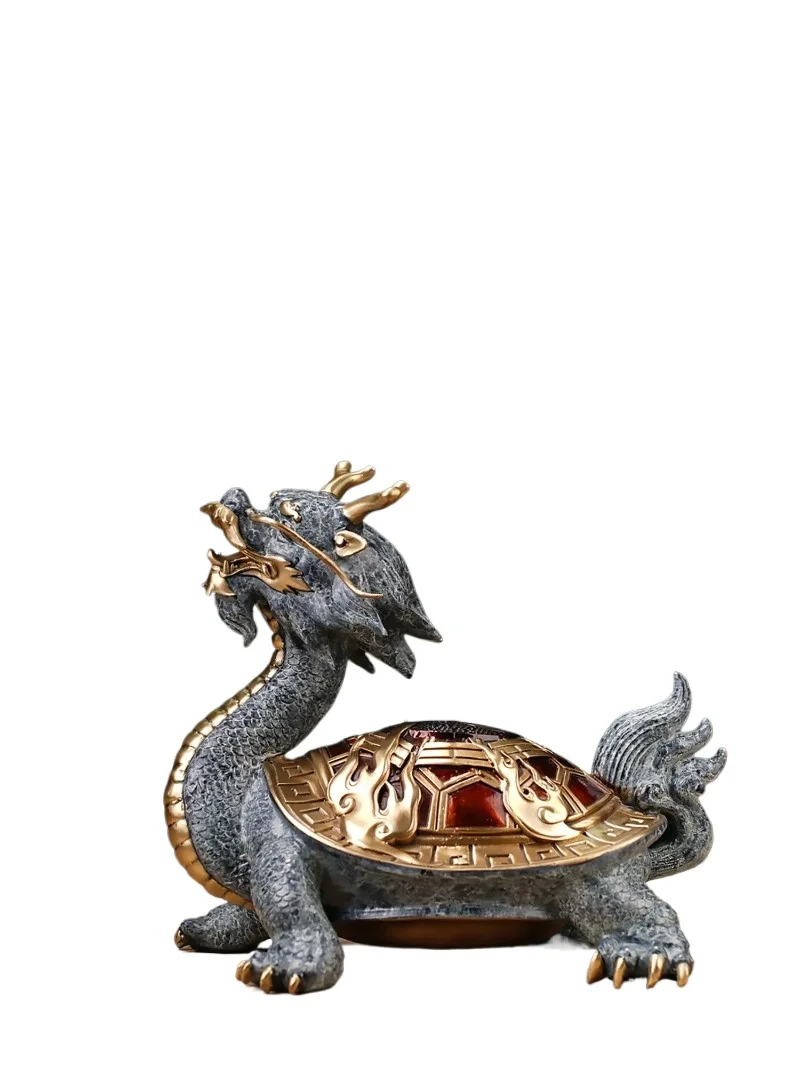 Pure Copper Gossip Dragon Turtle Lucky Living Room Office Desk Surface Panel Decoration Home Decoration Crafts