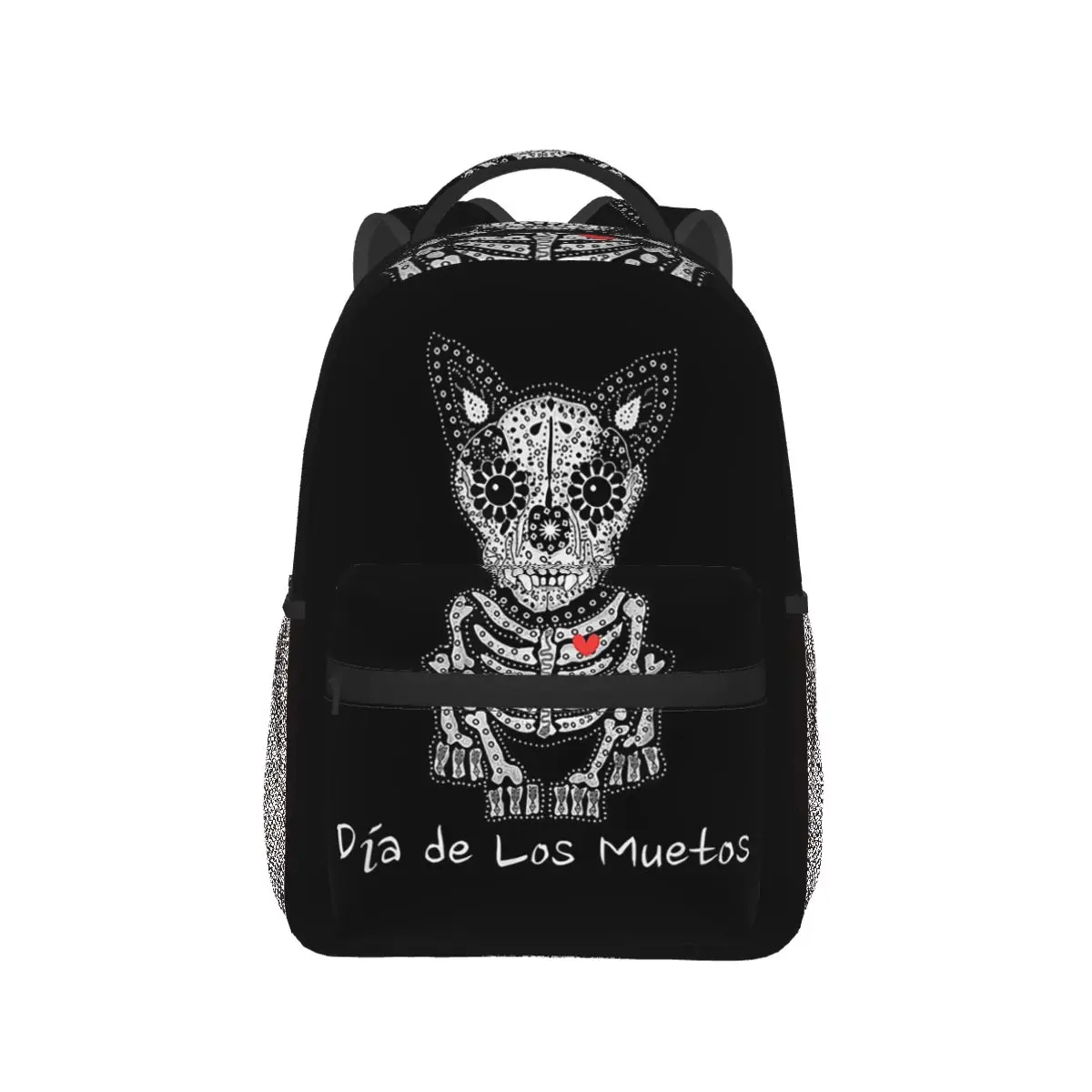 Day Of The Dead Dog -Halloween Spirits Student Backpack School Bag Hiking Travel Daypack Boy Girl Fashion Bookbag Shoulder Bags