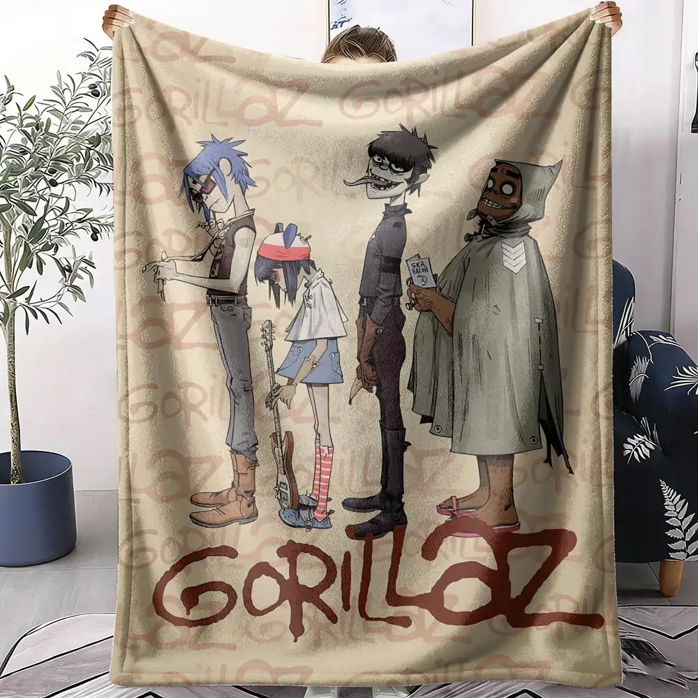 G-Gorillaz Band Throw Soft Flannel Throw Summer AC Blanket Lightweight Cool Nap Blanket for Sofa Bed Couch Travel