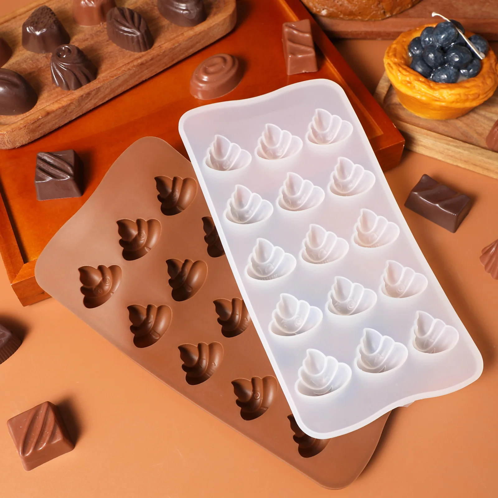 

4 pcs Silicone Chocolate Molds White Brown Epoxy Resin Candy Fondant Cookie Baking Tools Cake Mold Kitchen Supplies