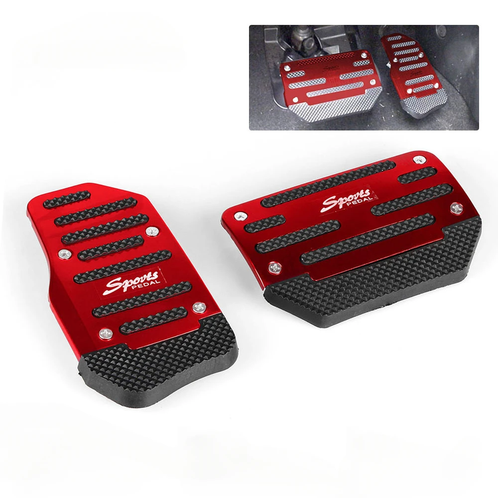 Universal Non-Slip Car Pedals - Easy Install Safety Accessory for Manual & Automatic Vehicles - Stylish Red & Blue Design
