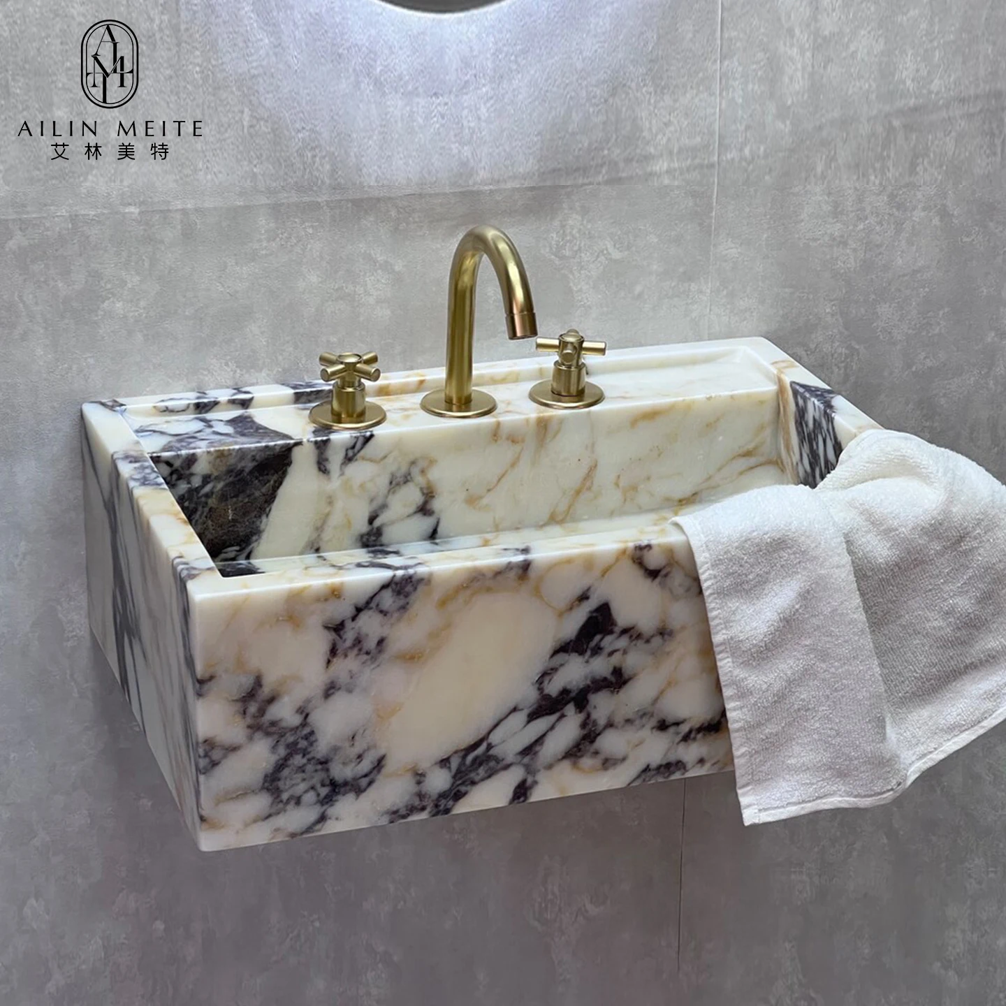LH Light Luxury Premium Natural Marble Washbasin Household Wall Hanging Washbasin