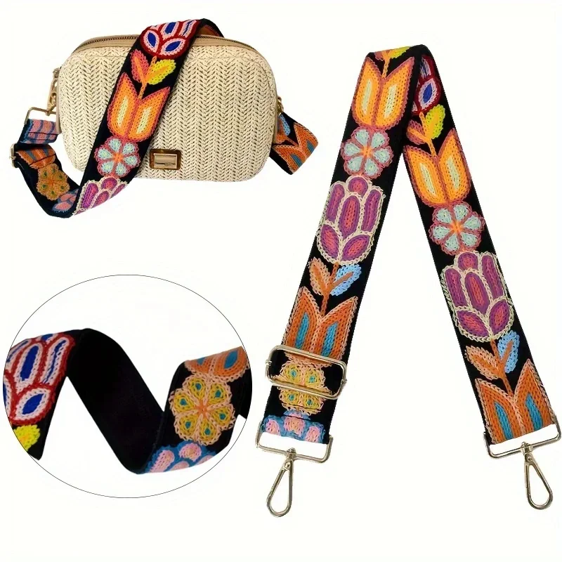 

Регулируемый вязаный крючком цветок гитарный ремень для сумок красочный сменный ремень через плечо ремесленный кошелек аксессуар