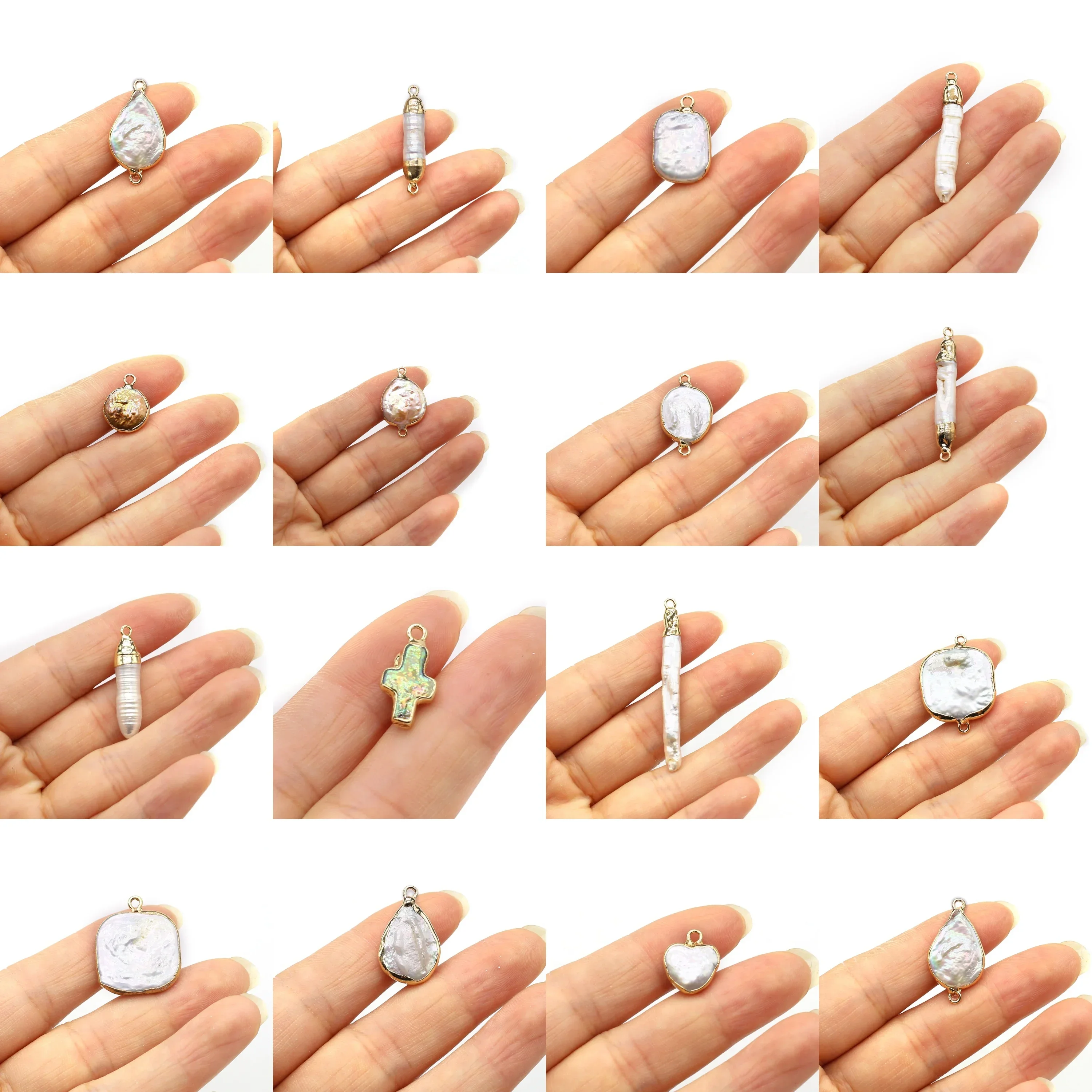 Colgantes de perlas naturales de agua dulce, conector de perlas barrocas blancas, dijes para fabricación de joyas, pendientes Diy, collares aptos