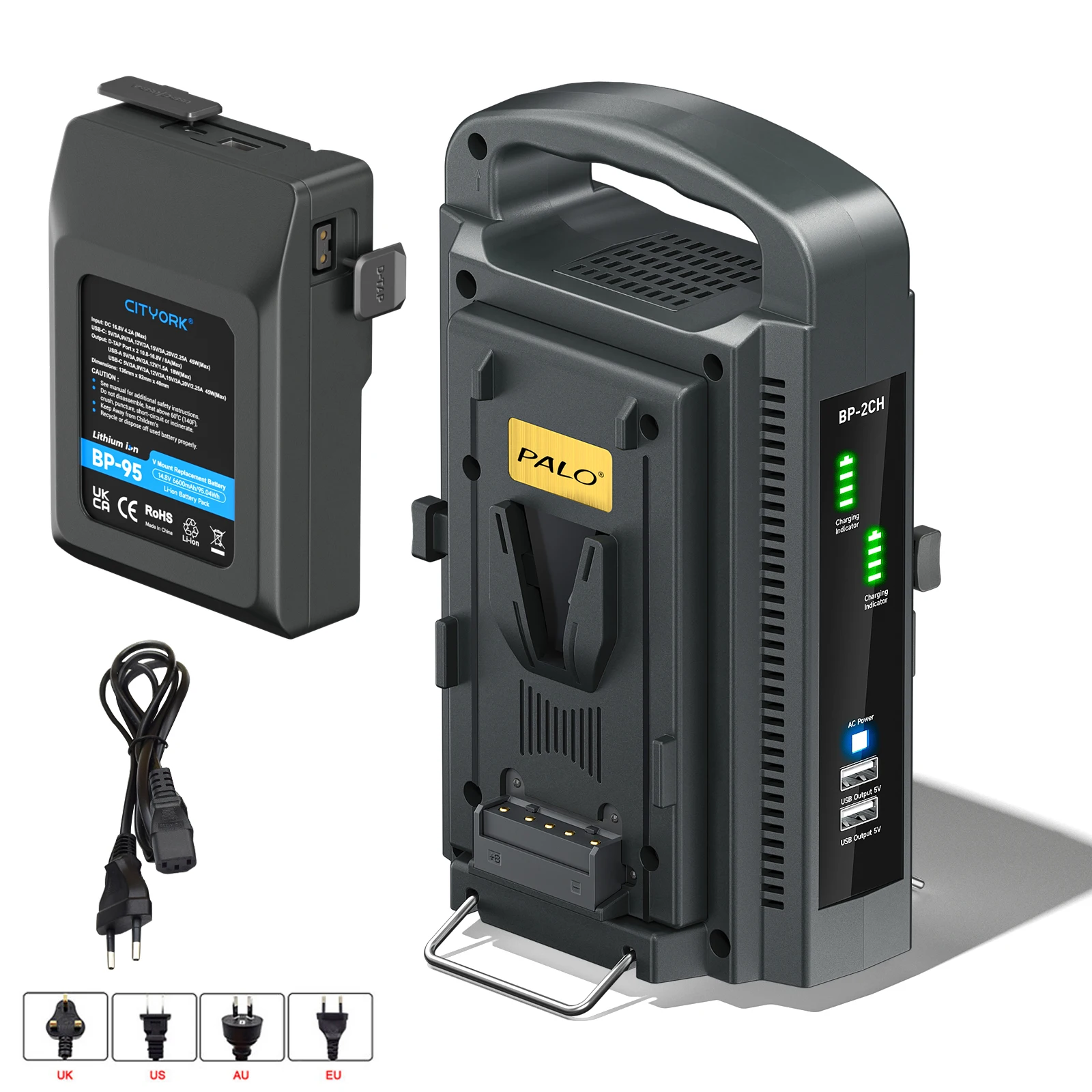 V Mount V-Lock Battery BP-222 With PD 60W Fast Charge Port for