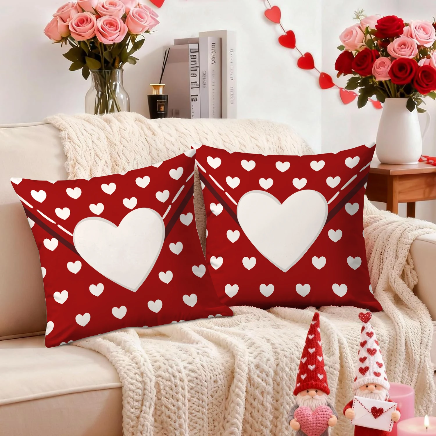 2pcs Valentine's Day Pillow Cover, Love Envelope Cushion Cover, Valentine's Day Wedding Anniversary Sofa Decoration Pillow Cover