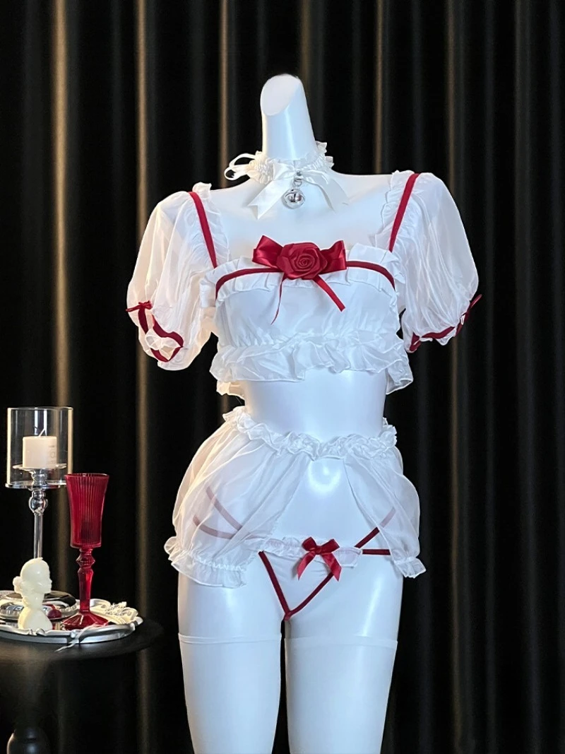 

Мягкое платье горничной в стиле Pure Desire, милое черное кружевное лоскутное шитье с грибком, сексуальный прозрачный косплей принцессы, комплект униформы горничной