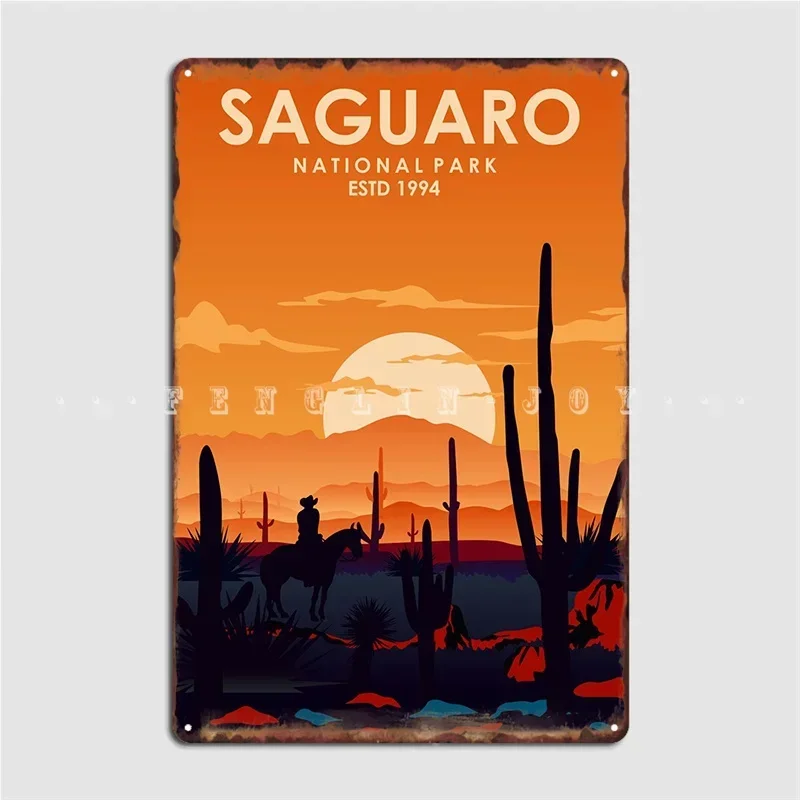 Saguaro National Park Metal Sign Wall Mural Kitchen Decoration Garage Decoration Tin Sign Poster