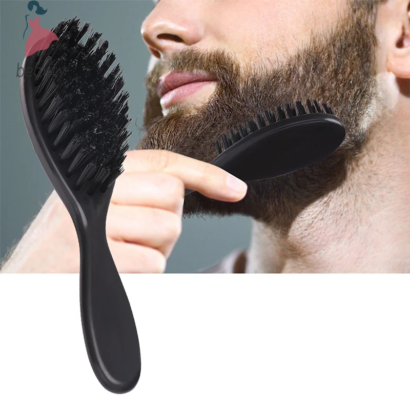 1PCS Natural Comb Brush Bristle Hair Beard Styling Tools For Men Pro Shave Beard Brush Barber Brush Stylist Mustache Brushes