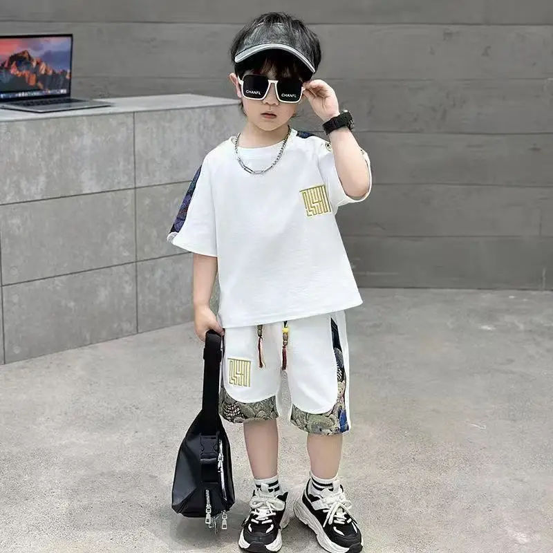 

Children's Summer Set 2026 New Boys' Baby Cool Handsome Short sleeved T-shirt Shorts Two piece Set