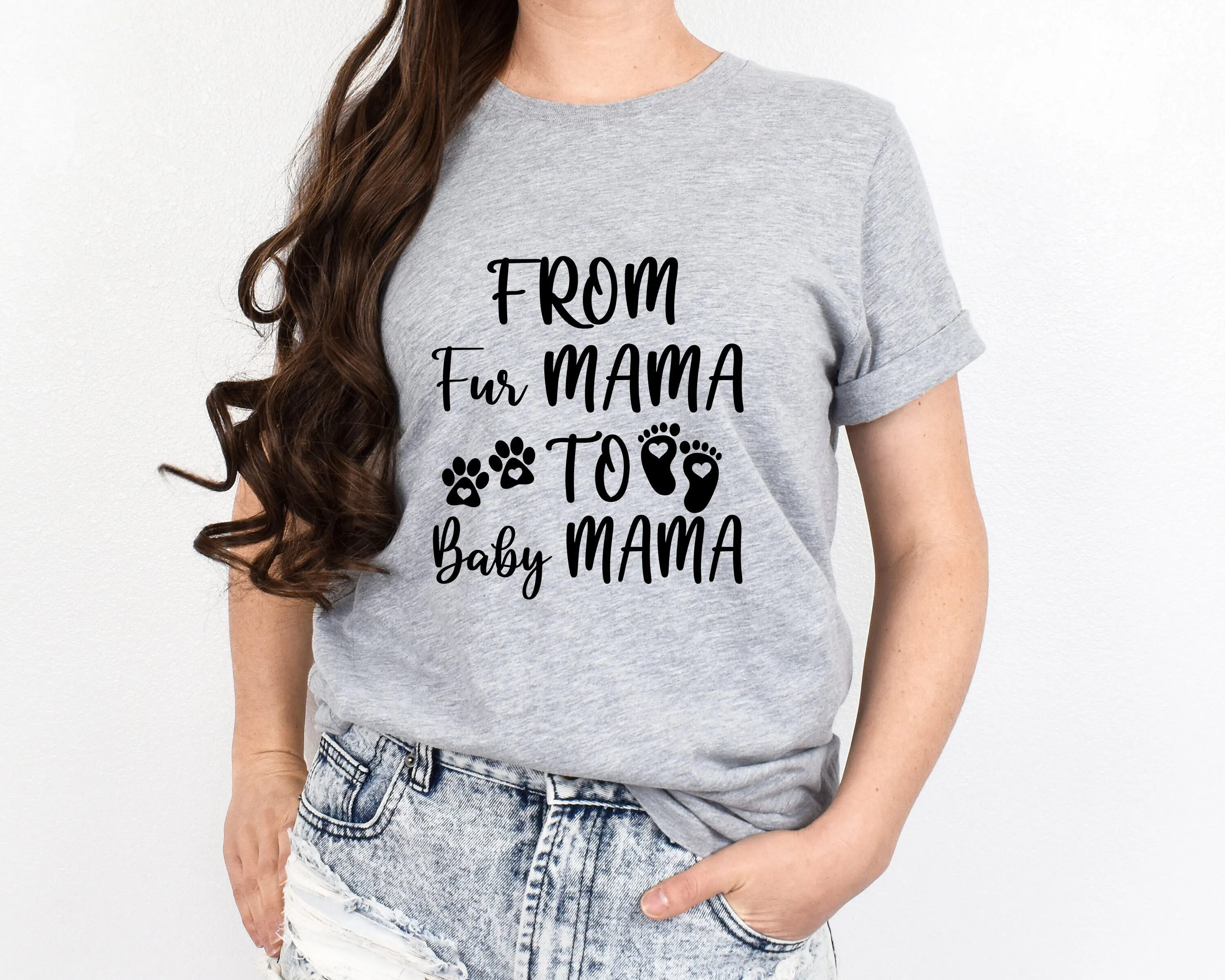 From Fur Mama To Baby T Shirt PregnanT Expecting New Mom Mother's Day AnnouncemenT