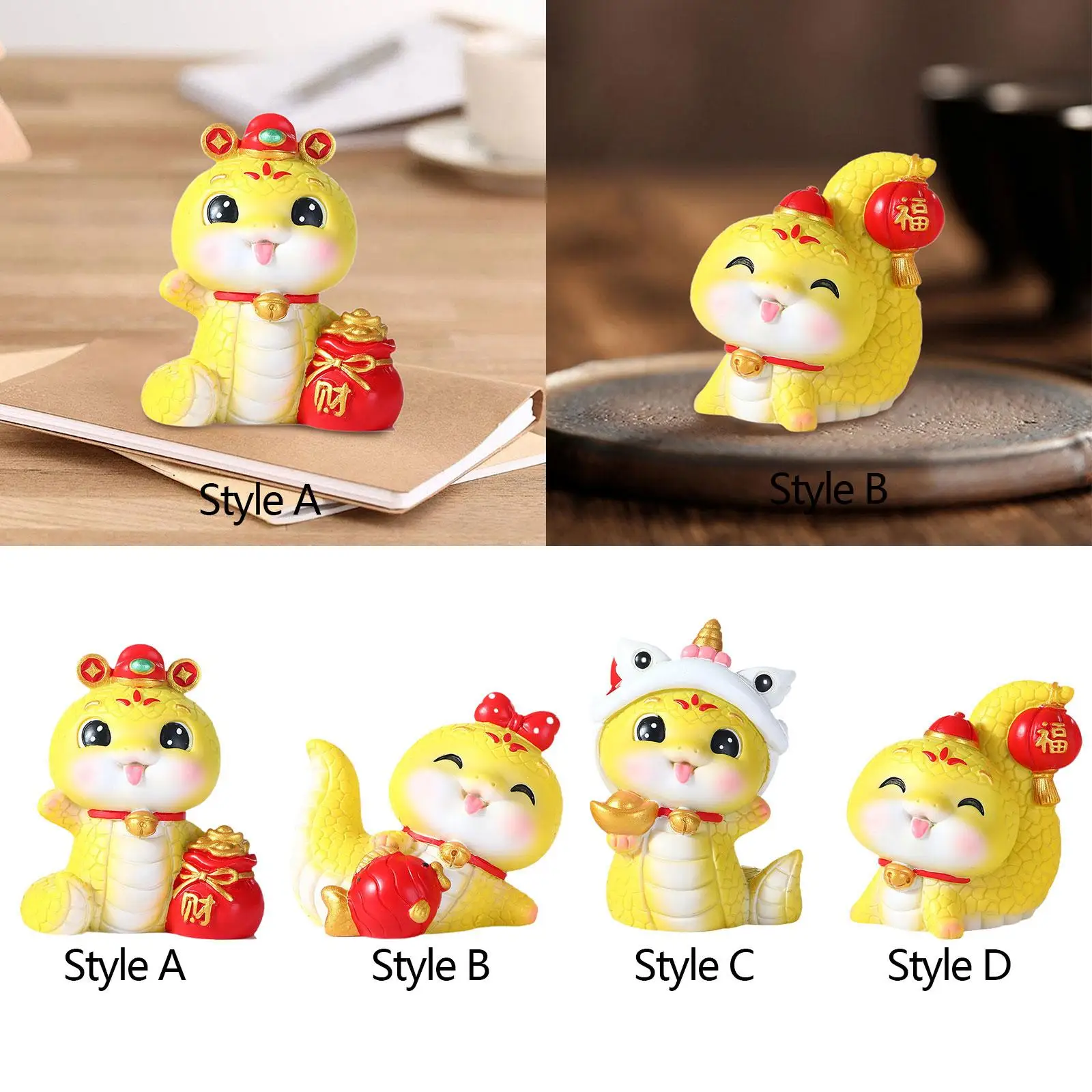 Cartoon Snake Statue Spring Festival 2025 New Year Decoration Desktop Ornament for Bookshelf Office Living Room Desk Bedroom