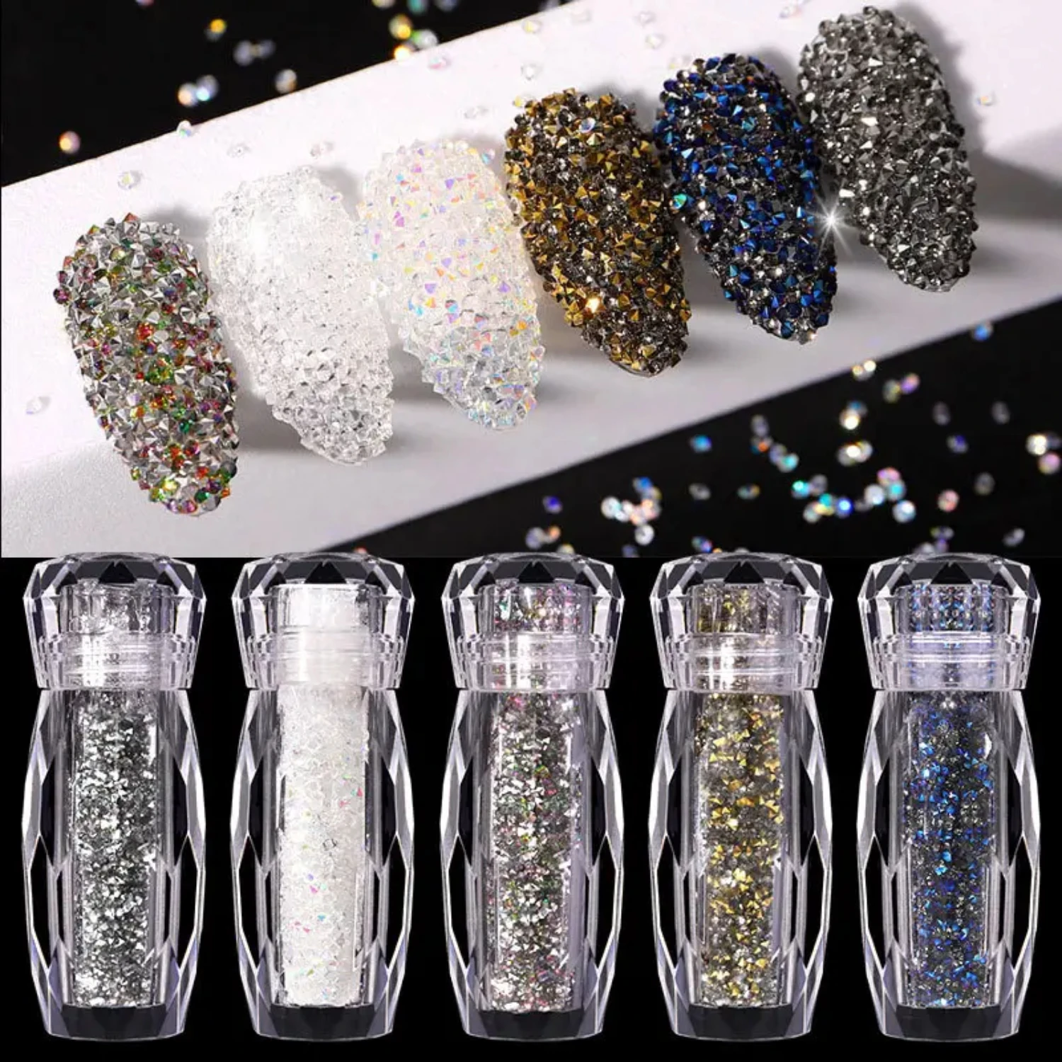 Enchanting Adhesive Drill for Sparkling Fairy Nail Art Decor, Creating Breathtaking Glittering Nails and Manicures.