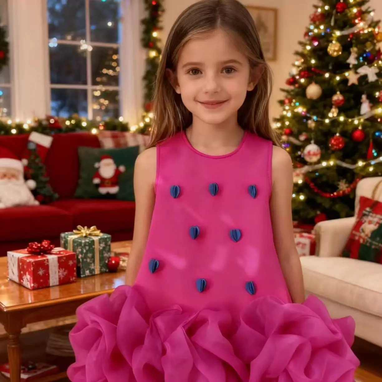 

Новое рождественское праздничное платье, модное платье макси с цветочным принтом для всех сезонов, праздничное вечернее платье 90-140 см