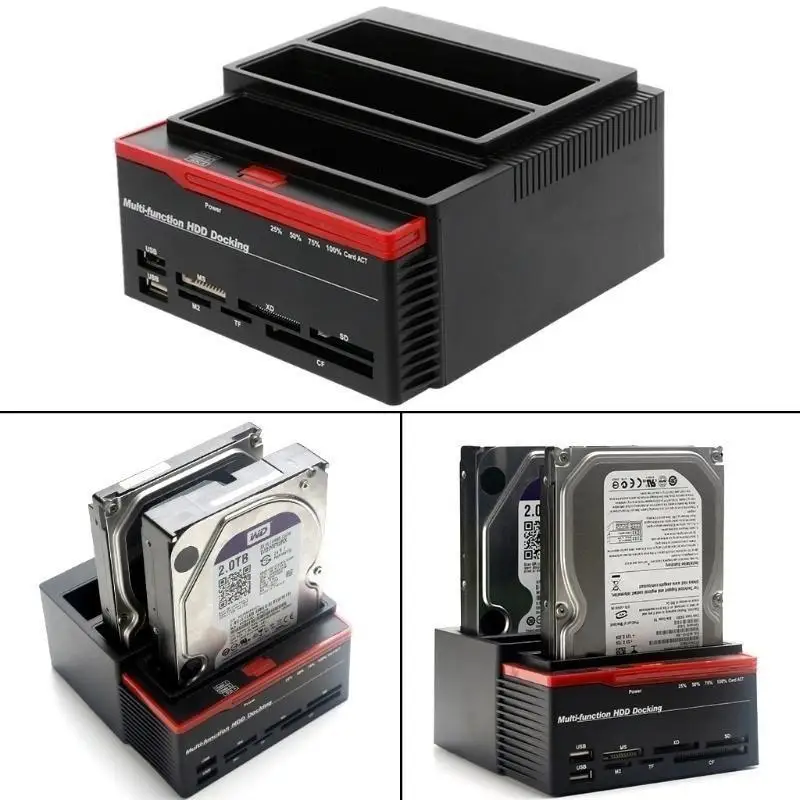 1 Pcs 2.5 '/ 3.5' USB 2.0 To 2 SATA 1 IDE HDD Hard Disk Disk Docking Station Card Reader USB2.0 M2 TF SD Slot Hub