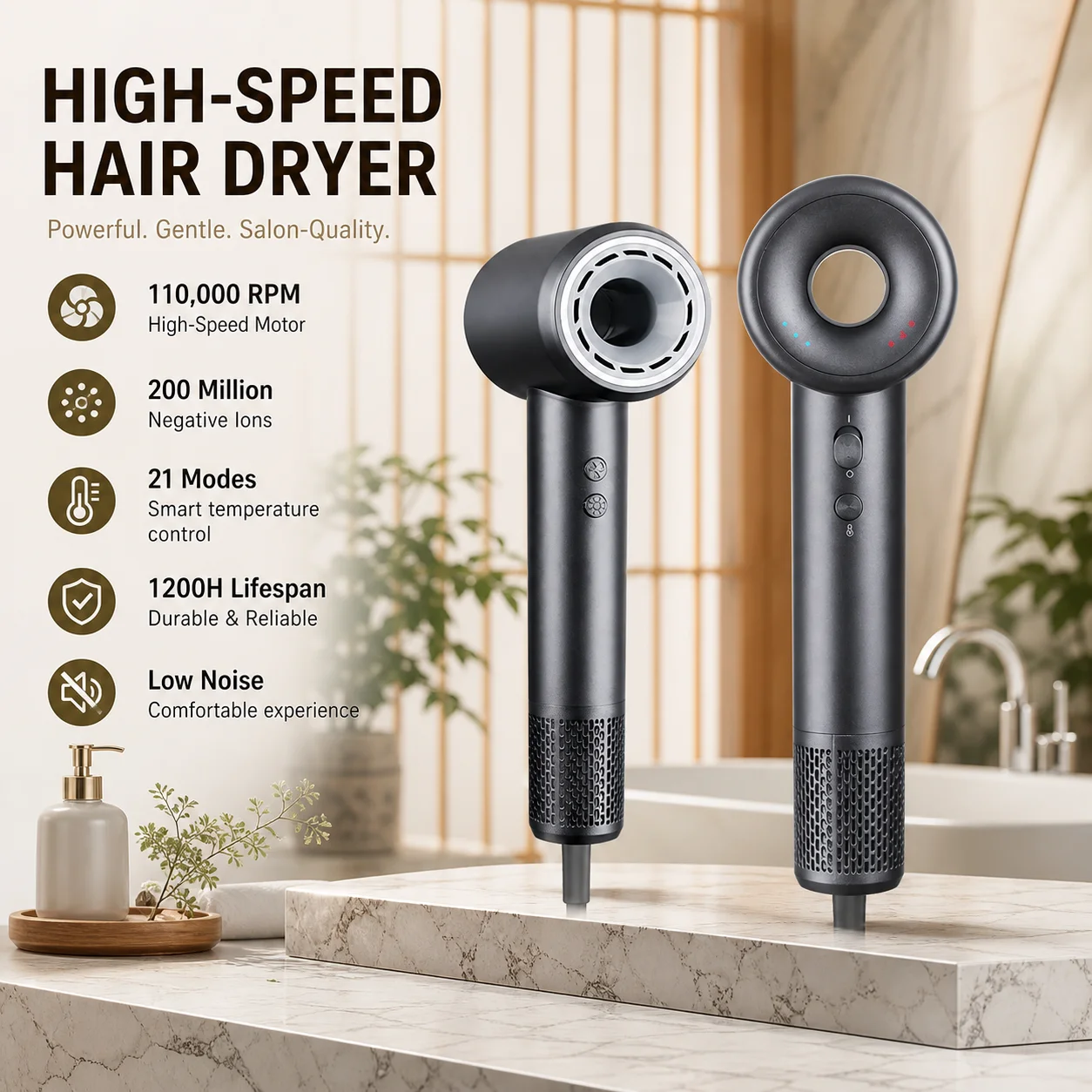 2026 New Upgrade High-Speed Hair Dryer, Strong Wind, Quiet, Negative Ion, Hair-Friendly, Quick-Dry Blow Dryer