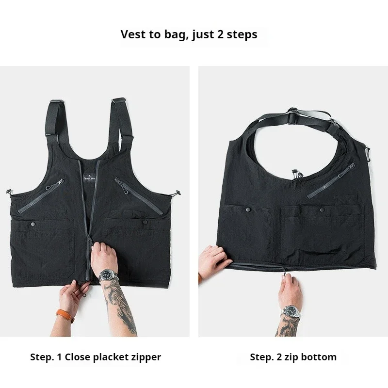 2024 New Design Man Casual Summer Big Size Sleeveless Overalls Vest Multi Pocket Waistcoat Large Capacity Satchel Jacket