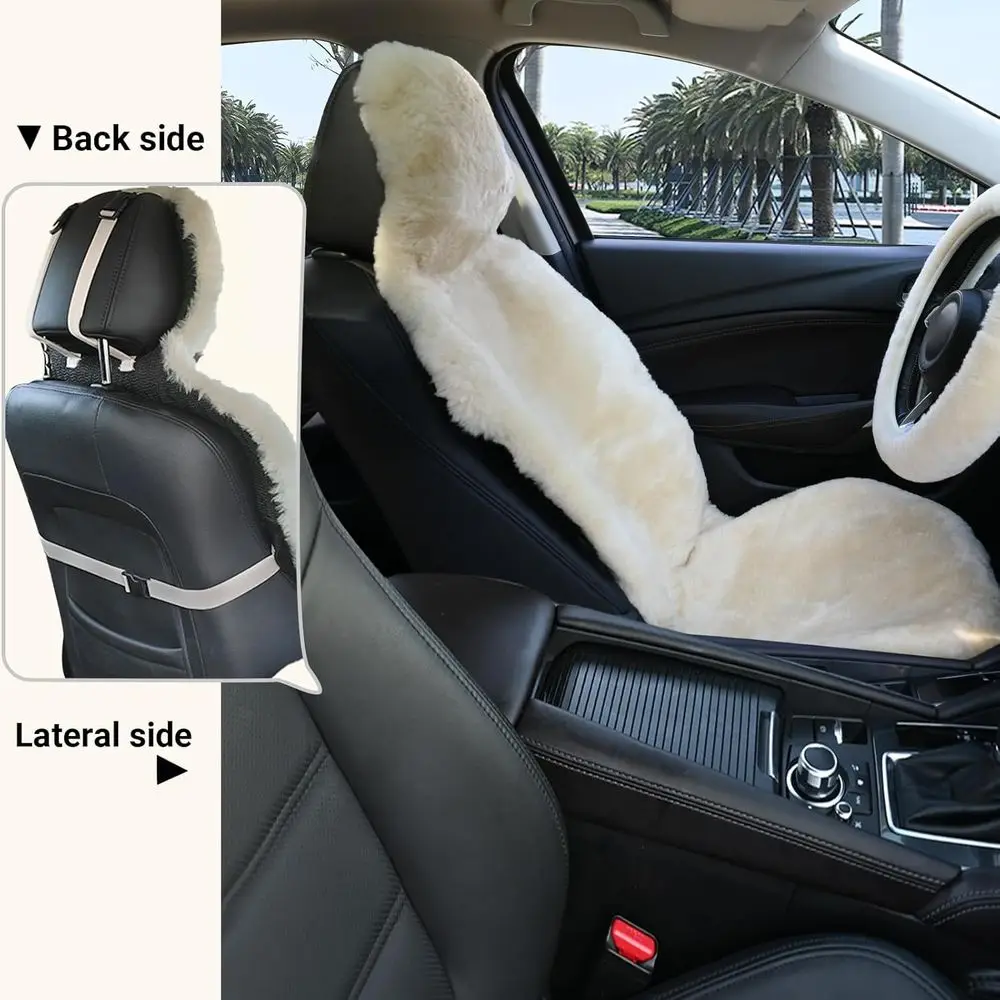 Aegis Cover Premium Sheepskin Car Seat Cover Front Wrap Australian Merino Wool, Universal Fit for RV SUV Truck Sedan Most Vehicl view 3