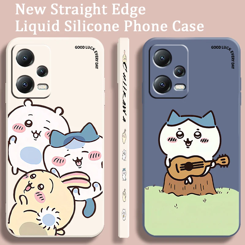 C-Chiikawa U-Usagi Cute Liquid Left Rope For Xiaomi Redmi Note 13 12 12S 12R 11 11T 11S 10 10S Pro Plus 5G Back Phone Case