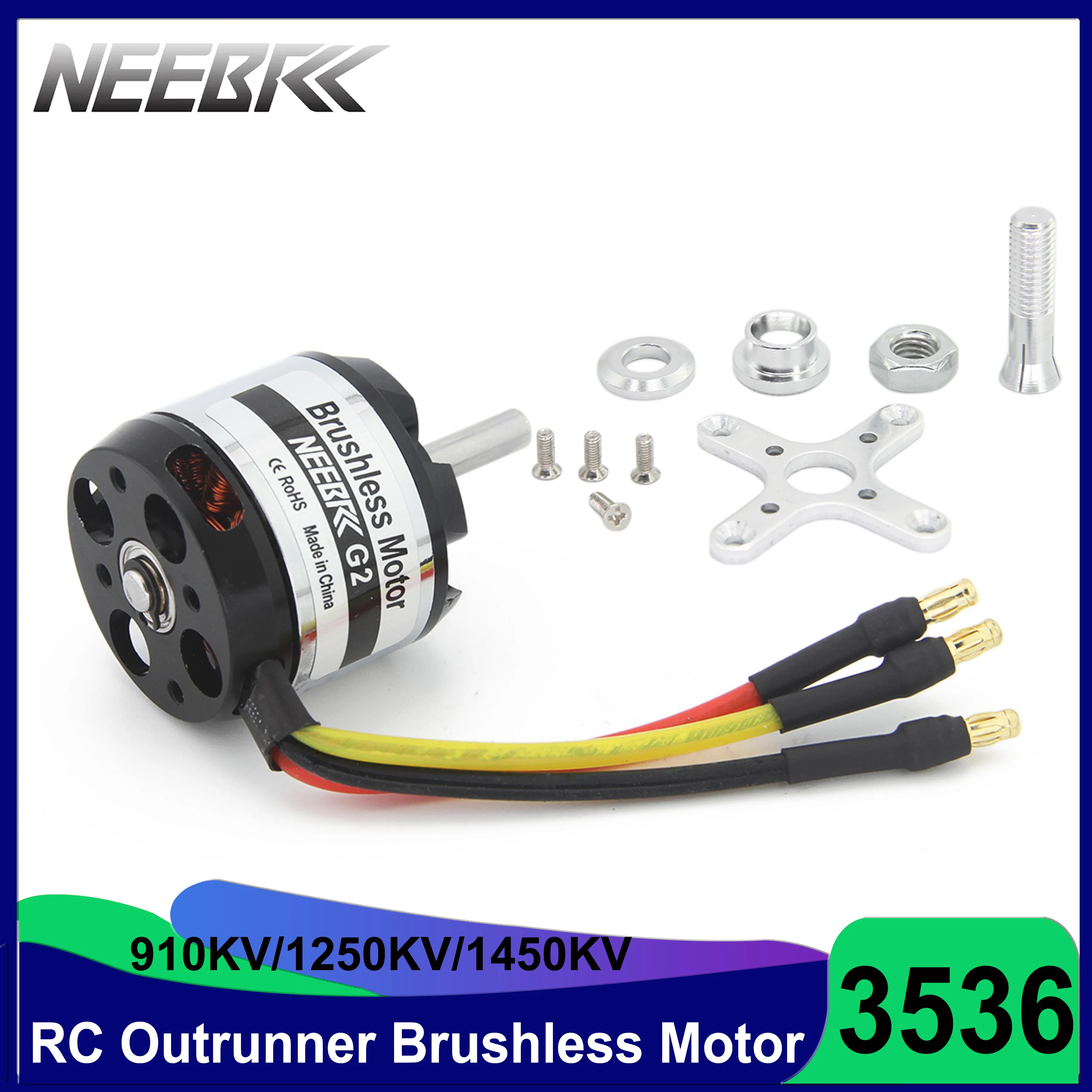 NEEBRC 3536 910KV 1250KV 1450KV Outrunner Brushless Motor for RC Plane Fixed-wing FPV Racing Drone Helicopter Engine Quadcopter