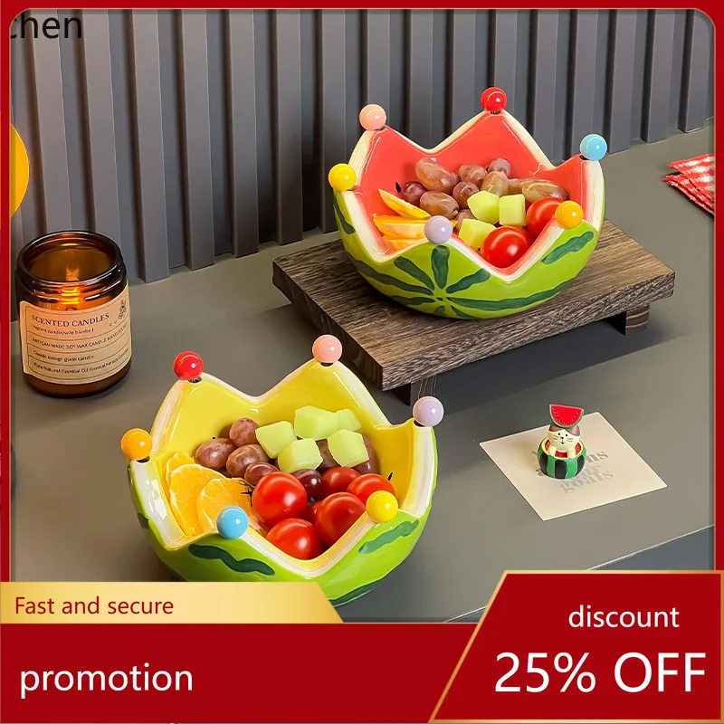 

Zml fruit plate living room coffee table for home ceramic snack plate bowl stainless steel fruit fork suit