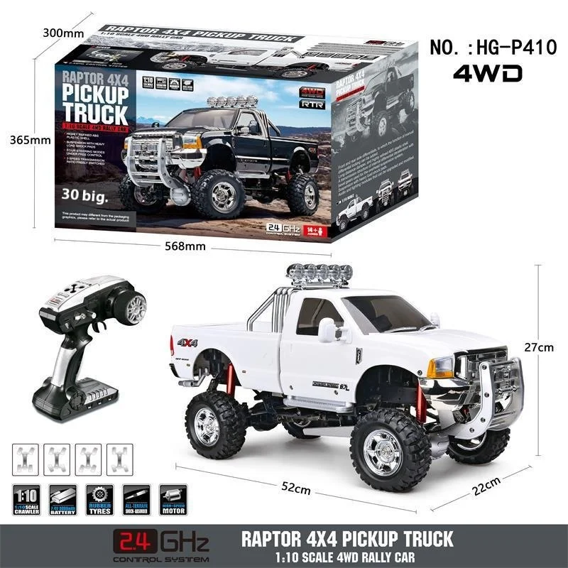 New product HG 1:10 P410 four-wheel drive remote control car 2.4G truck model RC boy toy gift