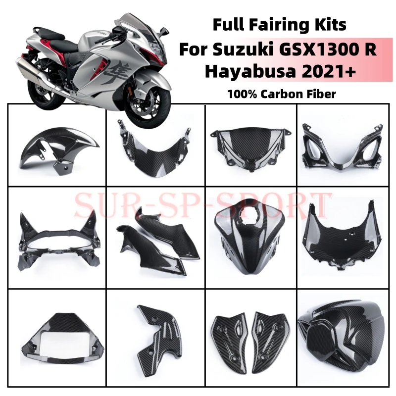 Full Fairing Kits Front Fender Subframe Cover Instrument Surround For Suzuki GSX1300 R Hayabusa 2021-2024 Full Carbon Fiber 100%