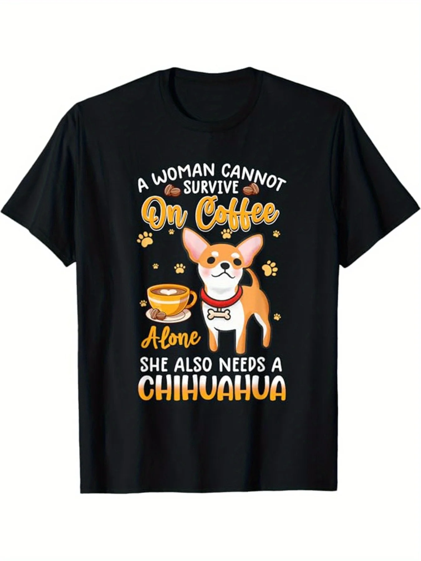 Casual Summer Men's Funny Chihuahua and Coffee Theme T-Shirt - 