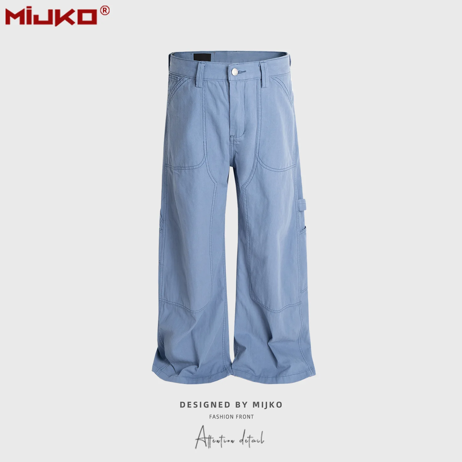 MIJKO Deconstructed Design Jeans Unisex Straight Wide Leg Denim Casual Pants Z032#