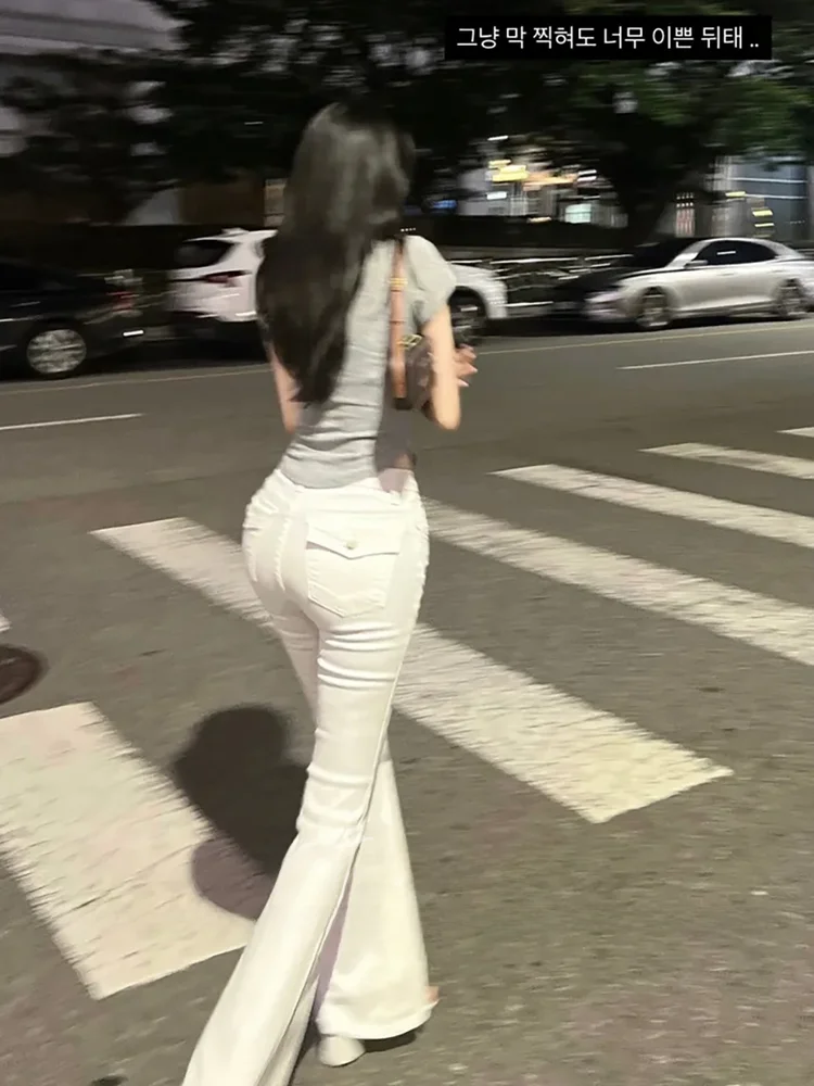 Sexy Butt Enhancing High Waist Slim Fit Denim Jeans Flared Legs Casual Style mid Stretch Ladies High Waist Jeans Bootcut